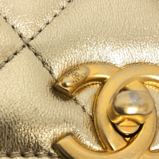 CHANEL Shoulder Bag AS3240 lambskin gold Matelasse COCO Mark Rhinestone