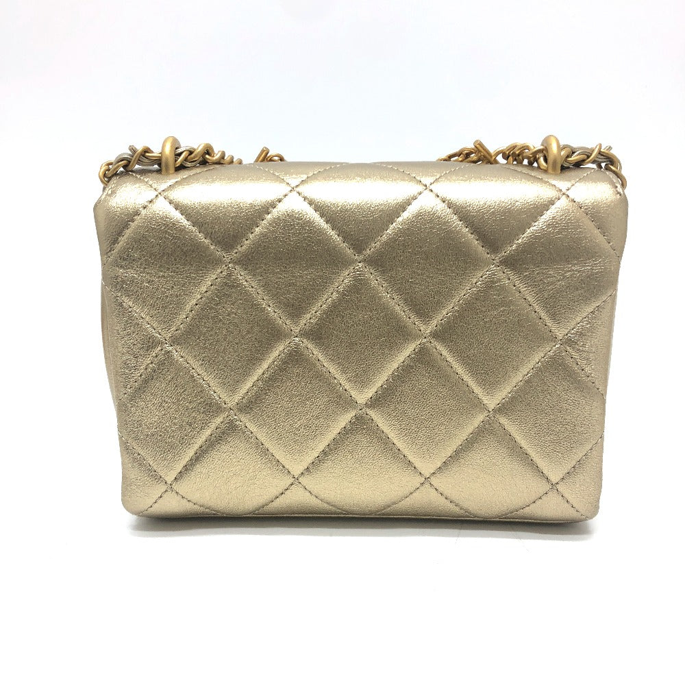 CHANEL Shoulder Bag AS3240 lambskin gold Matelasse COCO Mark Rhinestone