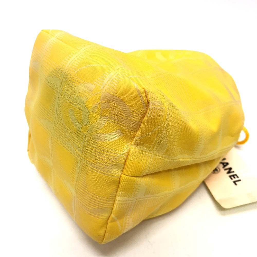 CHANEL Pouch ‚`14355 canvas yellow New Travel Line Drawstring Makeup Case Women Used Authentic