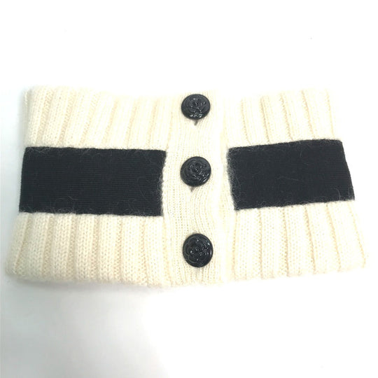 CHANEL Scarf Cashmere, Mohair white Ribbon ribbon neck warmer camellia Women Used Authentic