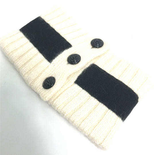 CHANEL Scarf Cashmere, Mohair white Ribbon ribbon neck warmer camellia Women Used Authentic