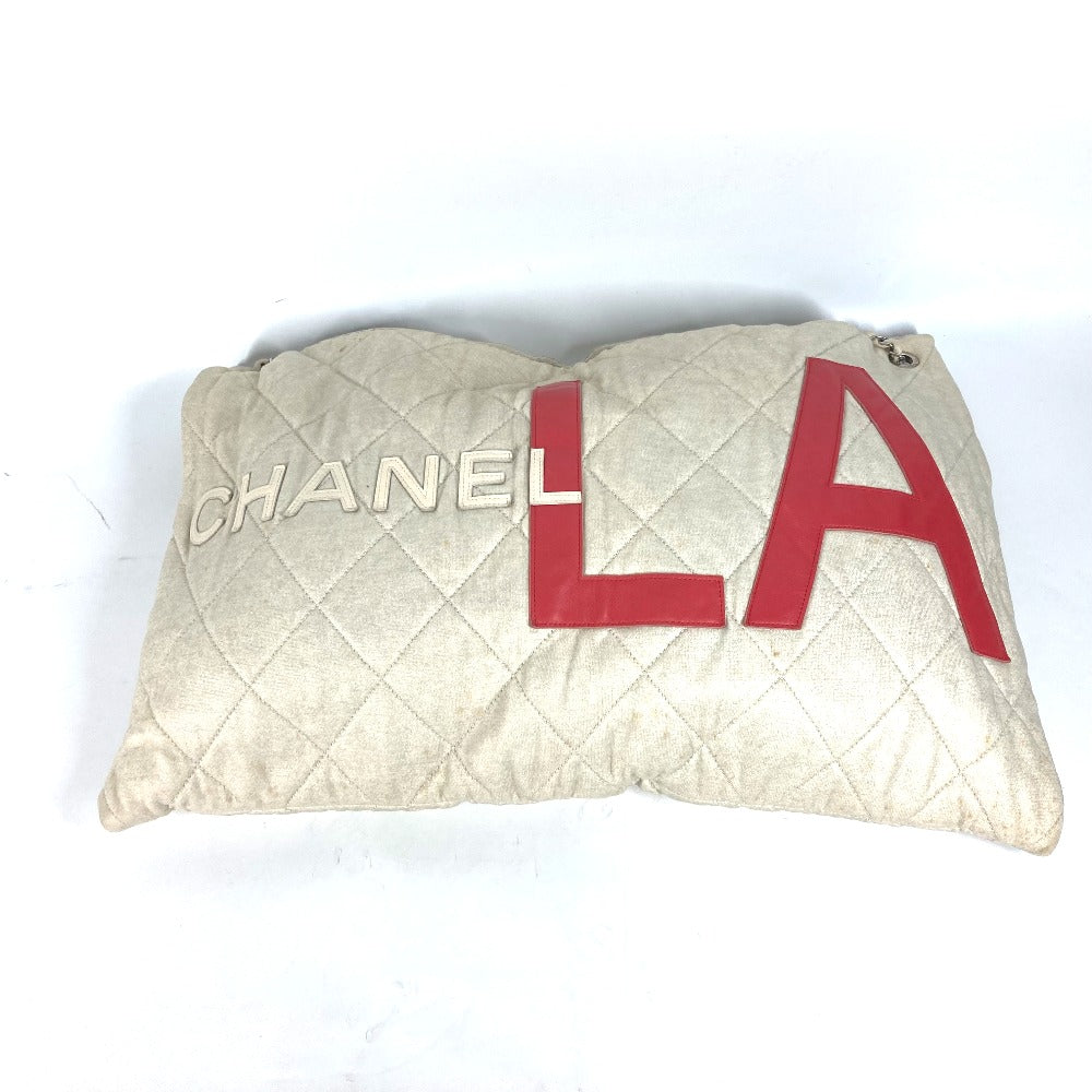 CHANEL Shoulder Bag canvas white quilting logo LA CC COCO Mark charm included Women Used Authentic