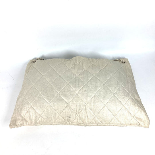 CHANEL Shoulder Bag canvas white quilting logo LA CC COCO Mark charm included Women Used Authentic