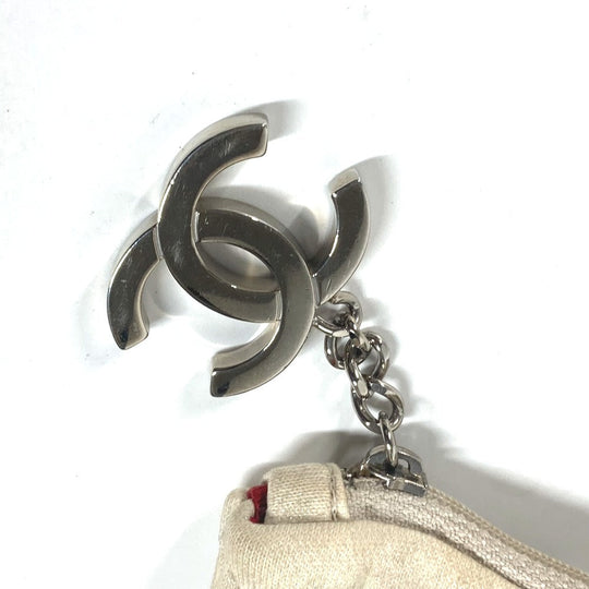 CHANEL Shoulder Bag canvas white quilting logo LA CC COCO Mark charm included Women Used Authentic