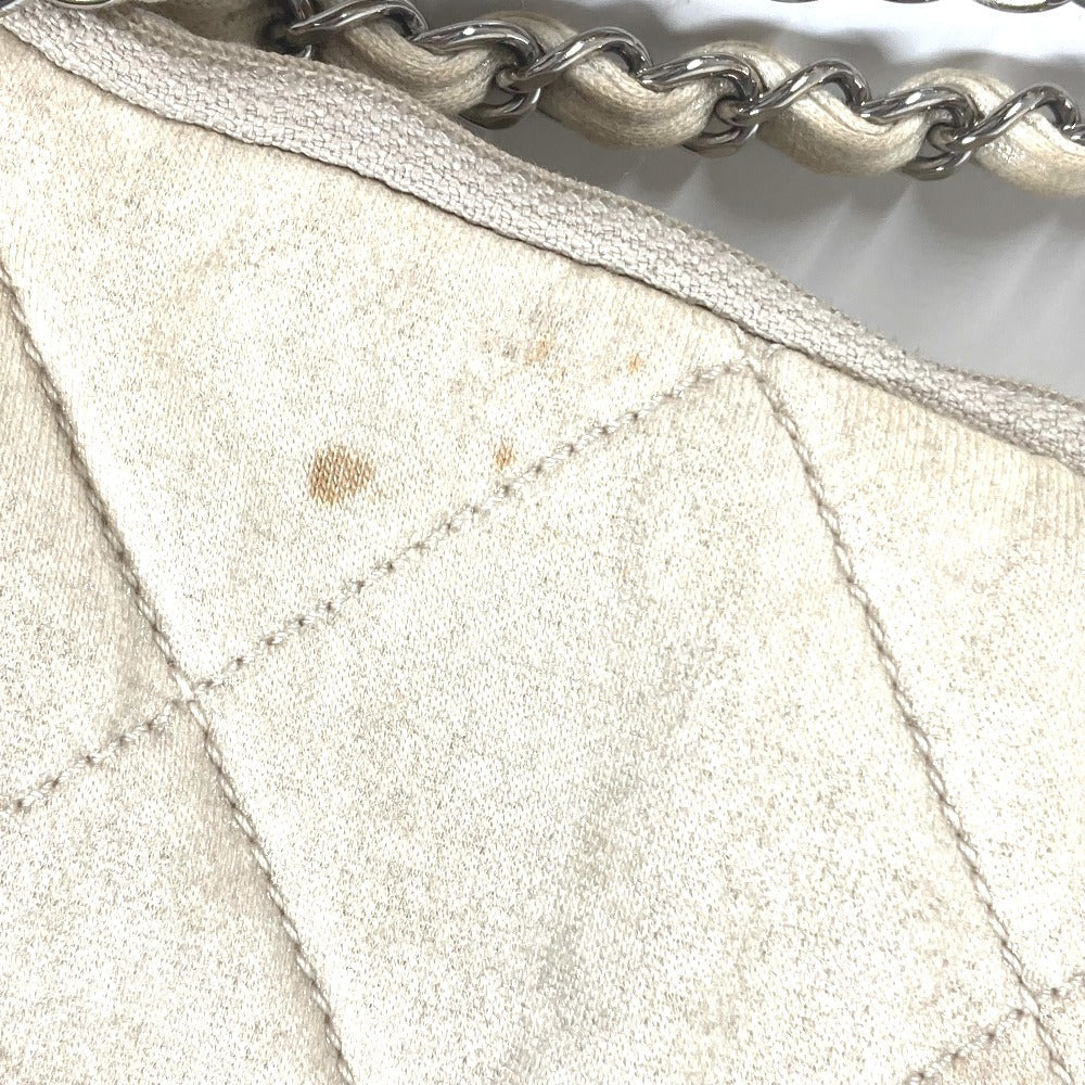 CHANEL Shoulder Bag canvas white quilting logo LA CC COCO Mark charm included Women Used Authentic