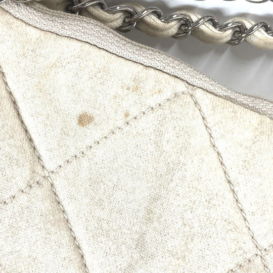 CHANEL Shoulder Bag canvas white quilting logo LA CC COCO Mark charm included Women Used Authentic