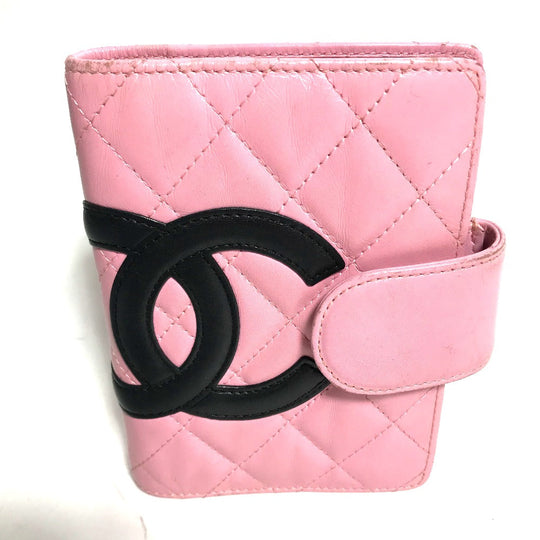 CHANEL Notebook cover A26727 leather pink Cambon Line Bicolor CC COCO Mark Quilting Women Used Authentic