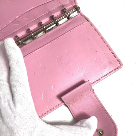 CHANEL Notebook cover A26727 leather pink Cambon Line Bicolor CC COCO Mark Quilting Women Used Authentic