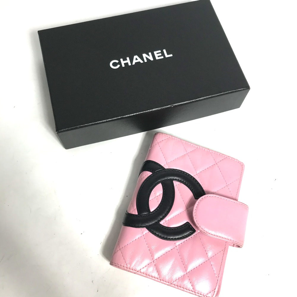 CHANEL Notebook cover A26727 leather pink Cambon Line Bicolor CC COCO Mark Quilting Women Used Authentic