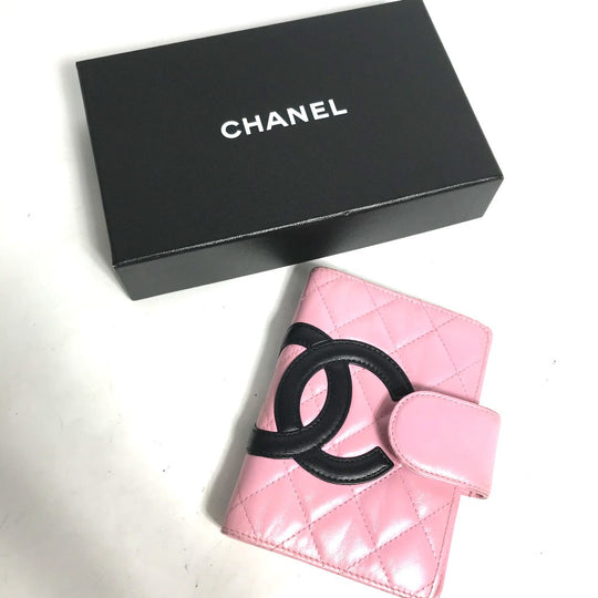 CHANEL Notebook cover A26727 leather pink Cambon Line Bicolor CC COCO Mark Quilting Women Used Authentic