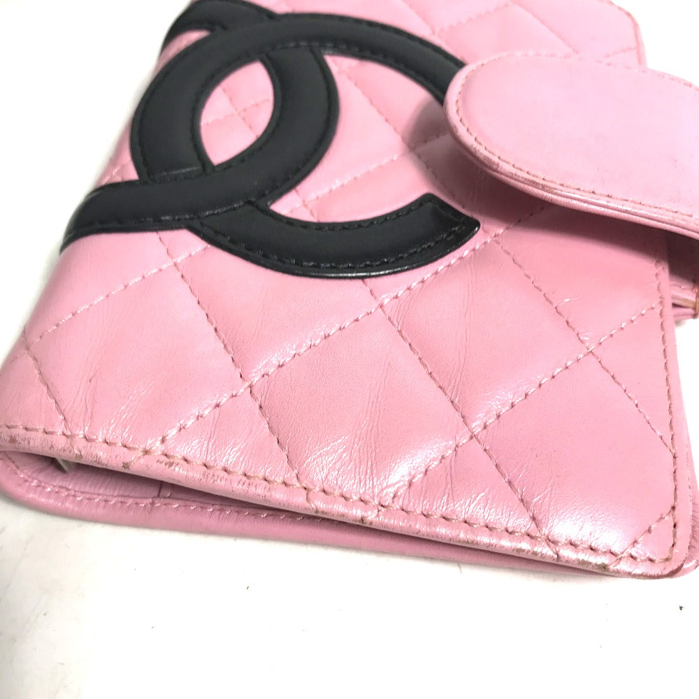 CHANEL Notebook cover A26727 leather pink Cambon Line Bicolor CC COCO Mark Quilting Women Used Authentic