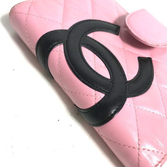 CHANEL Notebook cover A26727 leather pink Cambon Line Bicolor CC COCO Mark Quilting Women Used Authentic
