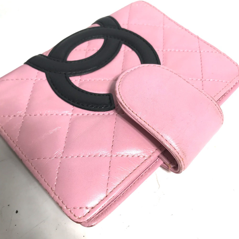 CHANEL Notebook cover A26727 leather pink Cambon Line Bicolor CC COCO Mark Quilting Women Used Authentic
