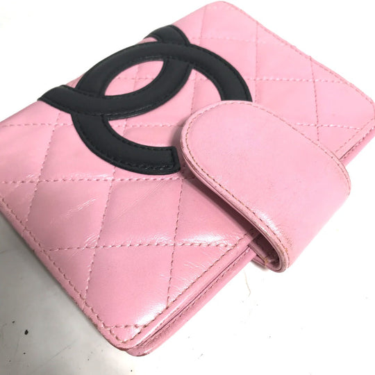 CHANEL Notebook cover A26727 leather pink Cambon Line Bicolor CC COCO Mark Quilting Women Used Authentic