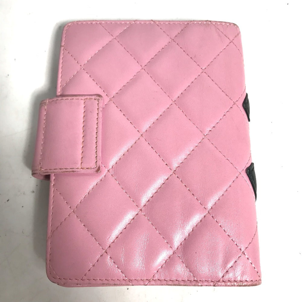 CHANEL Notebook cover A26727 leather pink Cambon Line Bicolor CC COCO Mark Quilting Women Used Authentic