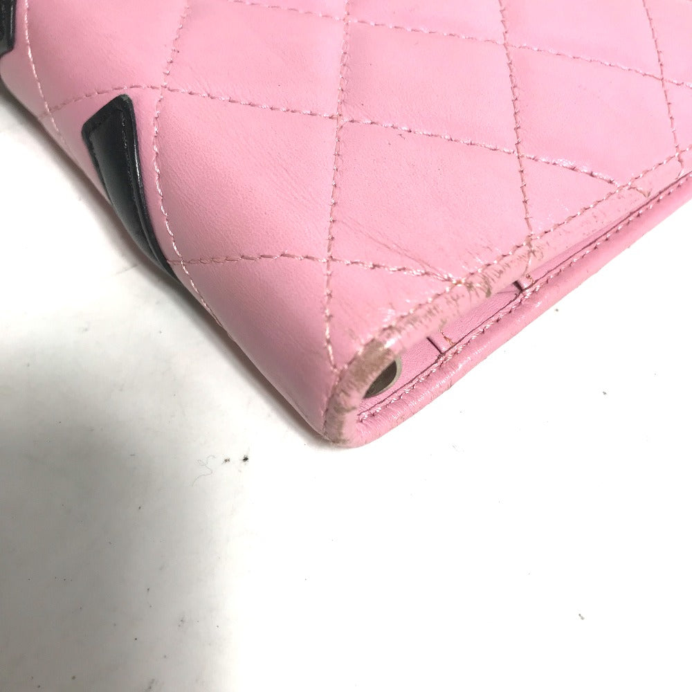 CHANEL Notebook cover A26727 leather pink Cambon Line Bicolor CC COCO Mark Quilting Women Used Authentic