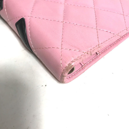 CHANEL Notebook cover A26727 leather pink Cambon Line Bicolor CC COCO Mark Quilting Women Used Authentic