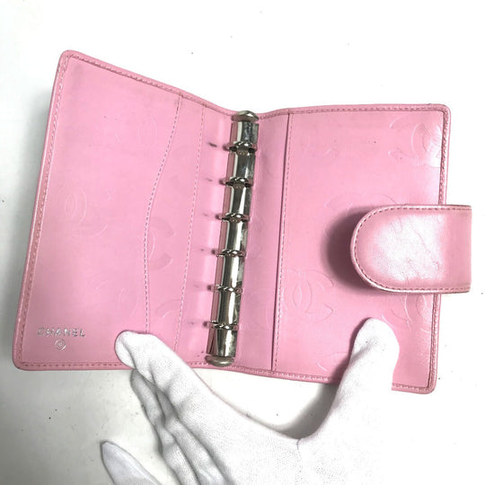 CHANEL Notebook cover A26727 leather pink Cambon Line Bicolor CC COCO Mark Quilting Women Used Authentic