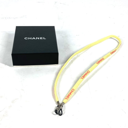 CHANEL strap canvas yellow Eyewear Sunglasses Glasses 00T glass cord glasses strap Women Used Authentic