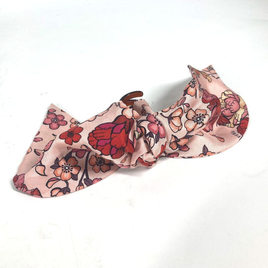 FENDI Valletta silk pink Ribbon Hair Clip Women Used Authentic