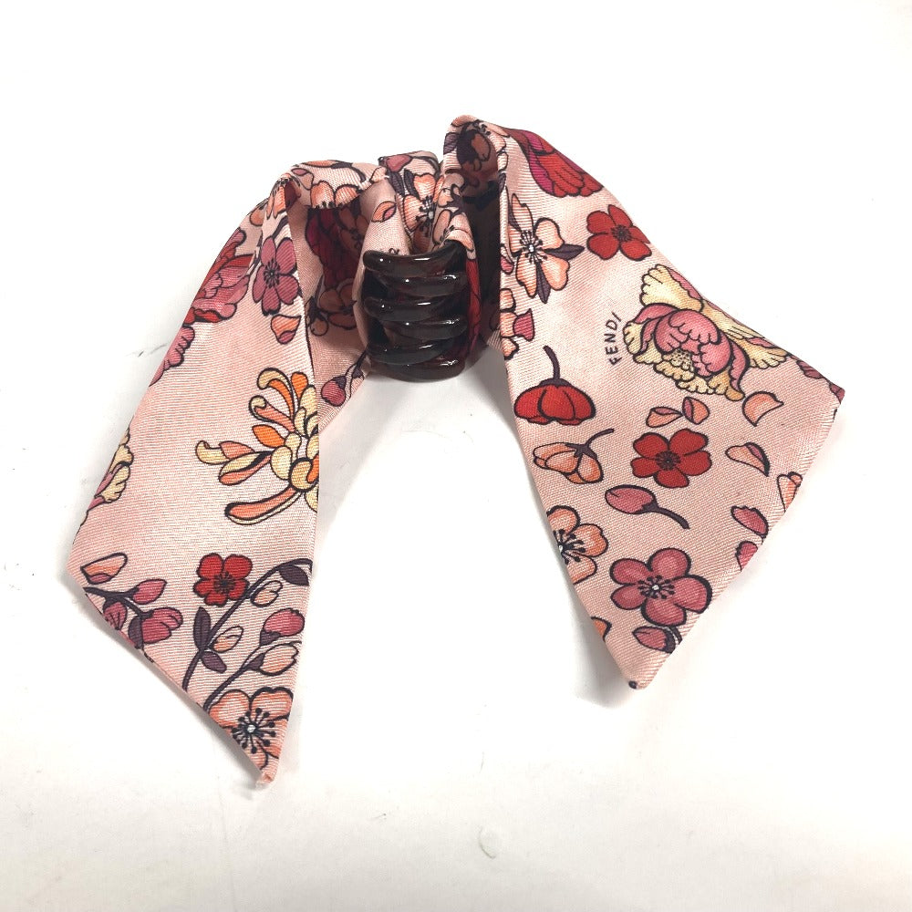 FENDI Valletta silk pink Ribbon Hair Clip Women Used Authentic