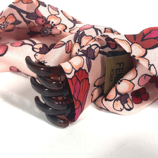 FENDI Valletta silk pink Ribbon Hair Clip Women Used Authentic