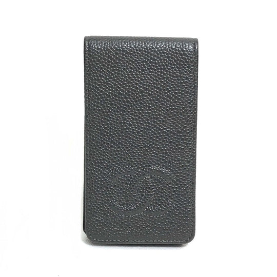 CHANEL iPhone case Caviar skin gray CC COCO Mark iphone4 / 4S compatible Women Used Authentic