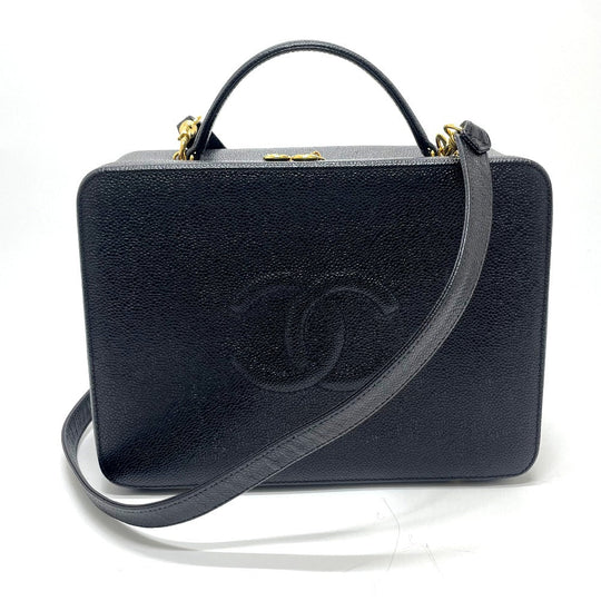 CHANEL Handbag Caviar skin black COCO Mark Vanity Bag Decacoco Women Used Authentic