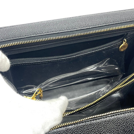 CHANEL Handbag Caviar skin black COCO Mark Vanity Bag Decacoco Women Used Authentic