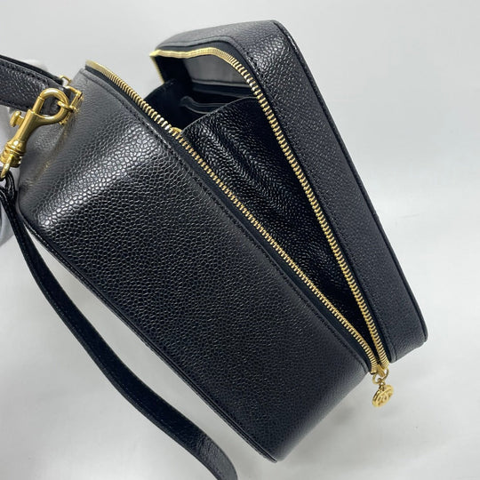 CHANEL Handbag Caviar skin black COCO Mark Vanity Bag Decacoco Women Used Authentic