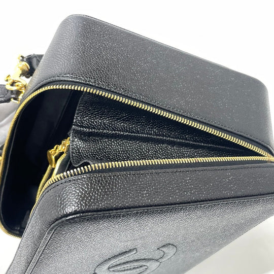 CHANEL Handbag Caviar skin black COCO Mark Vanity Bag Decacoco Women Used Authentic