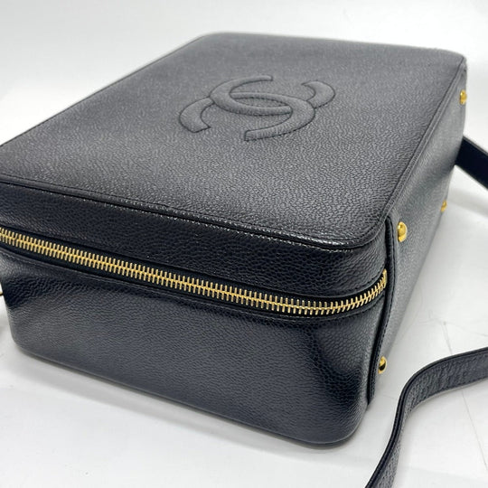 CHANEL Handbag Caviar skin black COCO Mark Vanity Bag Decacoco Women Used Authentic
