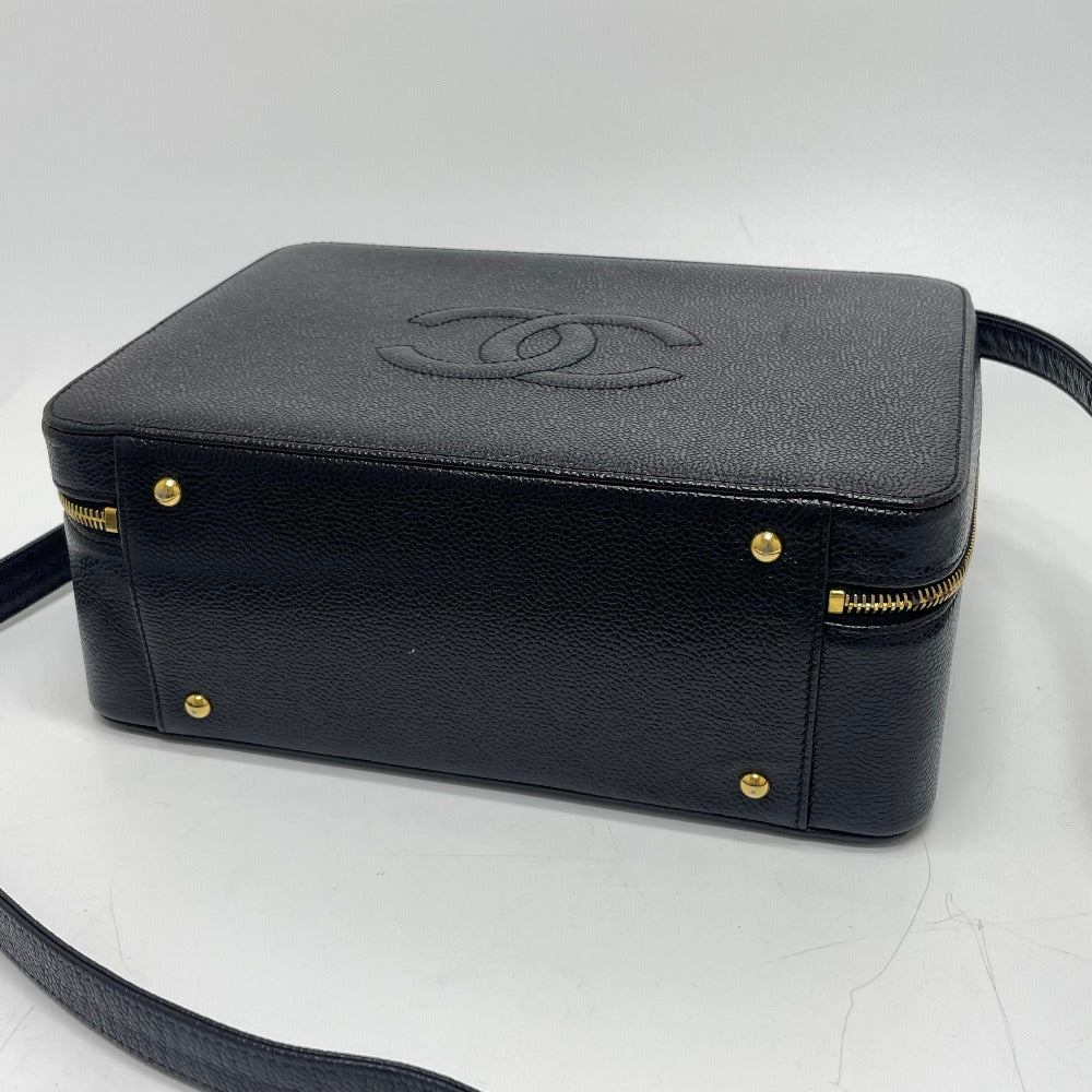 CHANEL Handbag Caviar skin black COCO Mark Vanity Bag Decacoco Women Used Authentic