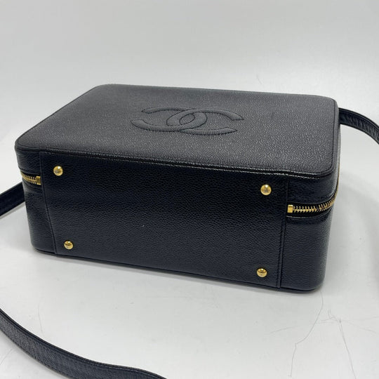 CHANEL Handbag Caviar skin black COCO Mark Vanity Bag Decacoco Women Used Authentic