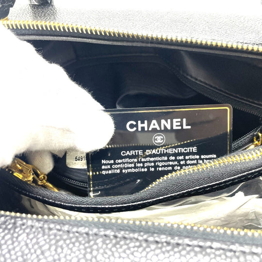 CHANEL Handbag Caviar skin black COCO Mark Vanity Bag Decacoco Women Used Authentic