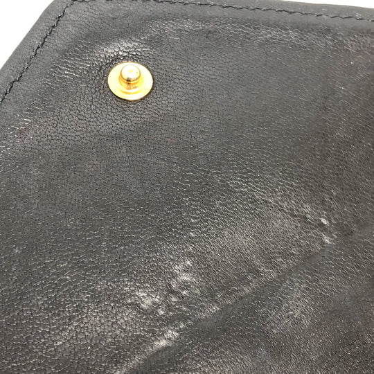 CHANEL Long Wallet Purse lambskin black Matrasse Women Used Authentic