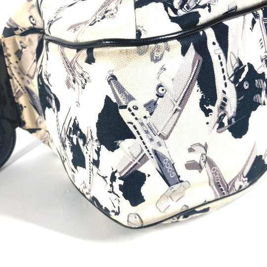 CHANEL Handbag Canvas, enamel black logo airplane Airline Women Used Authentic