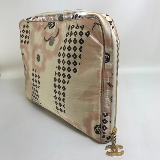 CHANEL Travel case Nylon pink Camelia Women Used Authentic