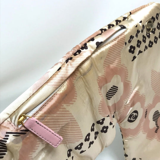 CHANEL Travel case Nylon pink Camelia Women Used Authentic