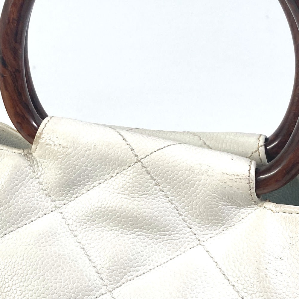 CHANEL Handbag Caviar skin white Matrasse quilting CC COCO Mark Women Used Authentic