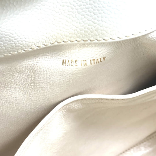 CHANEL Handbag Caviar skin white Matrasse quilting CC COCO Mark Women Used Authentic
