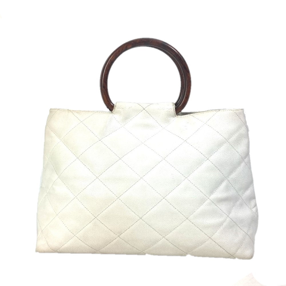 CHANEL Handbag Caviar skin white Matrasse quilting CC COCO Mark Women Used Authentic