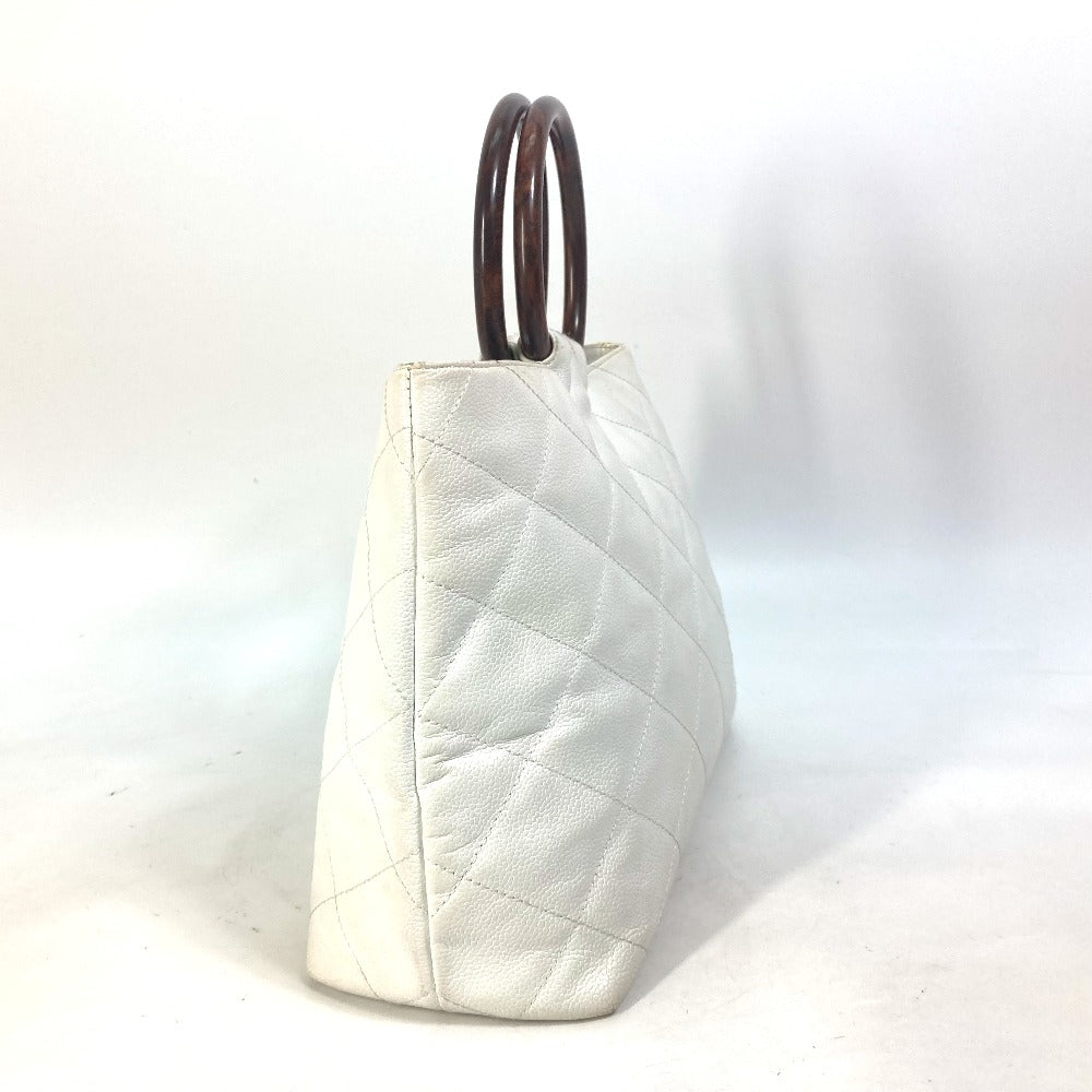 CHANEL Handbag Caviar skin white Matrasse quilting CC COCO Mark Women Used Authentic