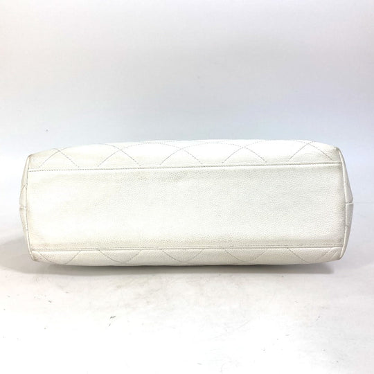 CHANEL Handbag Caviar skin white Matrasse quilting CC COCO Mark Women Used Authentic
