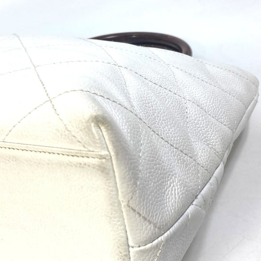 CHANEL Handbag Caviar skin white Matrasse quilting CC COCO Mark Women Used Authentic