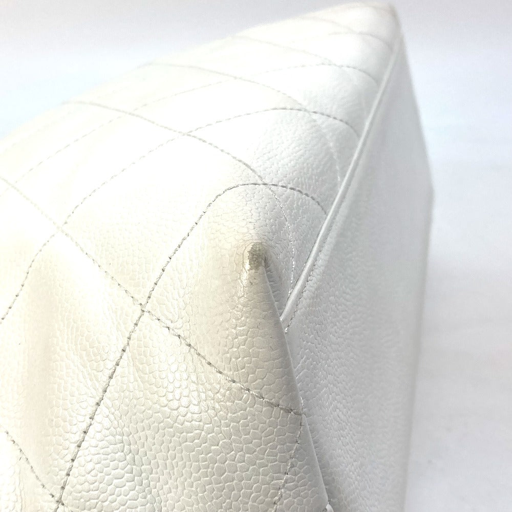 CHANEL Handbag Caviar skin white Matrasse quilting CC COCO Mark Women Used Authentic
