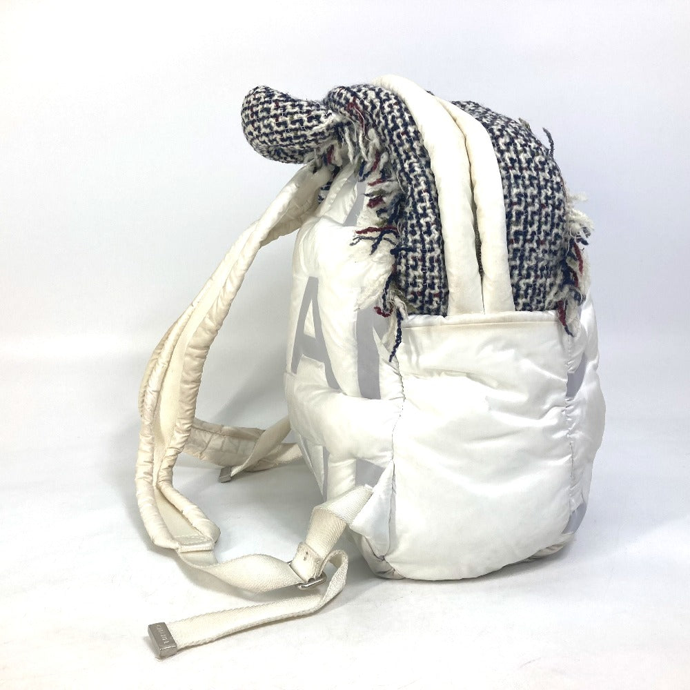 CHANEL Backpack A91933 Nylon, Tweed white fringed bag Doudone Women Secondhand Authentic