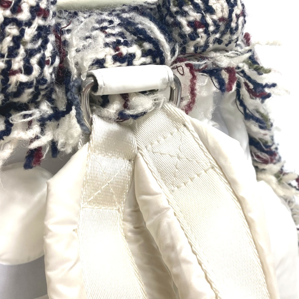 CHANEL Backpack A91933 Nylon, Tweed white fringed bag Doudone Women Secondhand Authentic