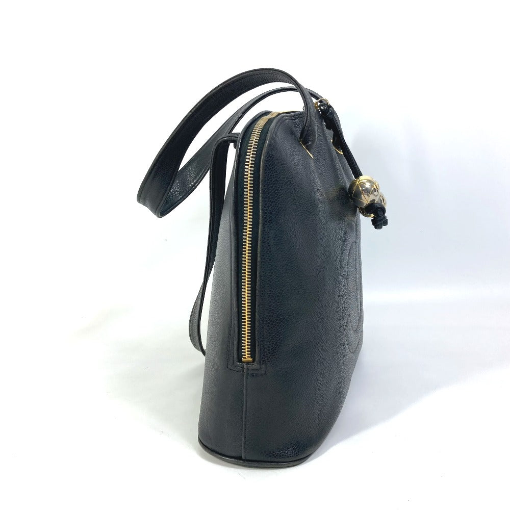 CHANEL Shoulder Bag Caviar skin black Shoulder CC COCO Mark Cocoball Women Used Authentic