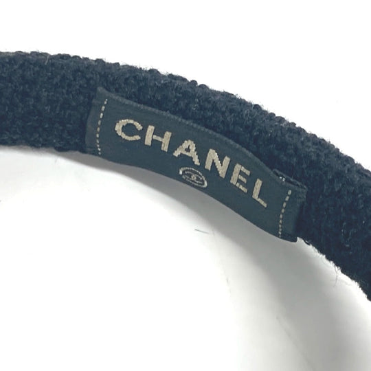 CHANEL Earmuff fur black ear warmers Camellia Stone CC COCO Mark logo Women Used Authentic